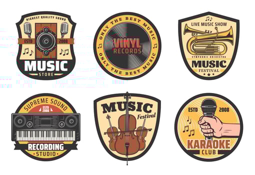 Vector icons of music instruments