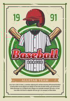 Baseball sport league team tournament retro poster vector