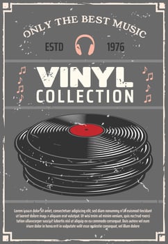 Vinyl records music shop vector retro poster