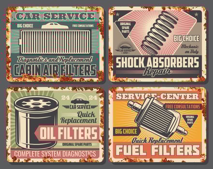 Oil and fuel filters, shock absorbers car services vector