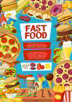 Fast food menu cover for street dishes or desserts vector
