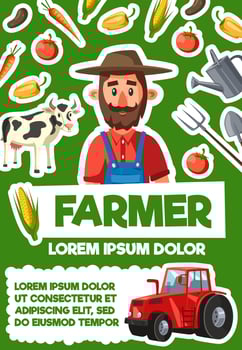 Farmer, harvest and agriculture, vector