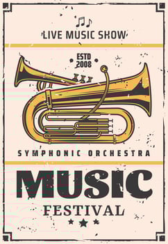 Live music show and festival, vector trumpet