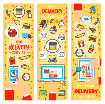 Fast food delivery service, vector