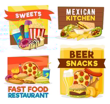 Fast food restaurant snacks and bar vector