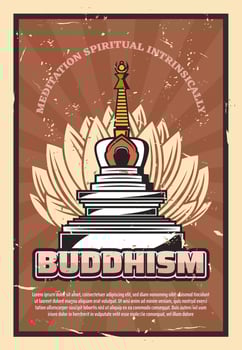 Buddhism religion, stupa and lotus flower vector