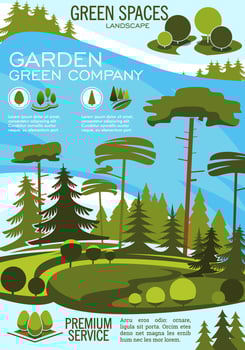 Landscape architecture banner with green tree vector