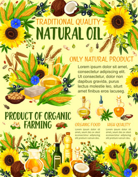 Organic farm vegetable oil, vector