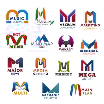 Letter M icons and symbols for business vector
