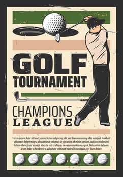 Golf champion league tournament retro poster vector