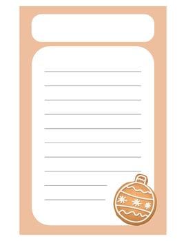 Note of cute ginger ball label  illustration. Memo, paper, kindergarten, name tag, kid icon. Vector drawing. writing paper.