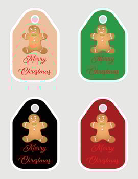 Note of cute ginger man label  illustration. Memo, paper, kindergarten, name tag, kid icon. Mery Christmas vector