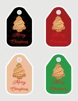 Note of cute ginger tree label  illustration. Memo, paper, kindergarten, name tag, kid icon. Mery Christmas vector