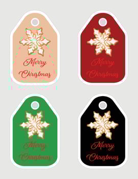 Note of cute ginger snowflake label  illustration. Memo, paper, kindergarten, name tag, kid icon. Mery Christmas vector