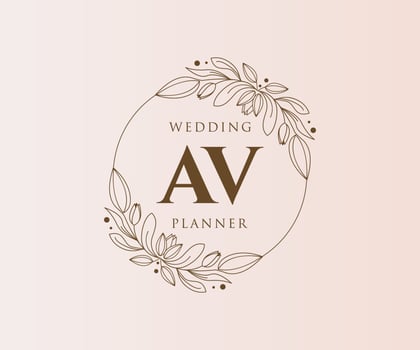 AV Initials letter Wedding monogram logos collection, hand drawn modern minimalistic and floral templates for Invitation cards, Save the Date, elegant identity for restaurant, boutique, cafe in vector