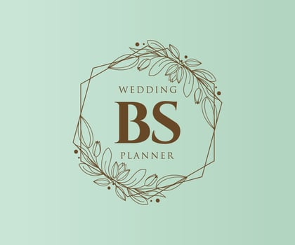 BS Initials letter Wedding monogram logos collection, hand drawn modern minimalistic and floral templates for Invitation cards, Save the Date, elegant identity for restaurant, boutique, cafe in vector