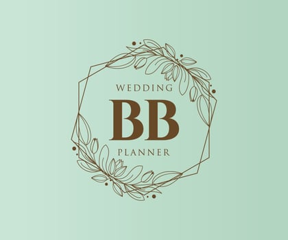 BB Initials letter Wedding monogram logos collection, hand drawn modern minimalistic and floral templates for Invitation cards, Save the Date, elegant identity for restaurant, boutique, cafe in vector