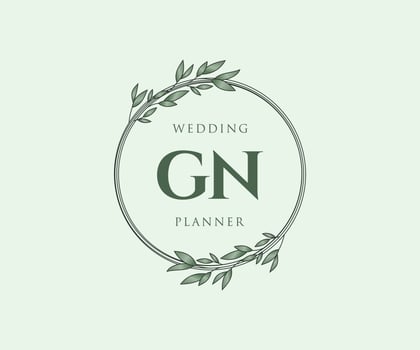 GN Initials letter Wedding monogram logos collection, hand drawn modern minimalistic and floral templates for Invitation cards, Save the Date, elegant identity for restaurant, boutique, cafe in vector