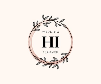 HI Initials letter Wedding monogram logos collection, hand drawn modern minimalistic and floral templates for Invitation cards, Save the Date, elegant identity for restaurant, boutique, cafe in vector