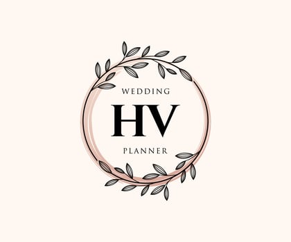 HV Initials letter Wedding monogram logos collection, hand drawn modern minimalistic and floral templates for Invitation cards, Save the Date, elegant identity for restaurant, boutique, cafe in vector
