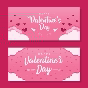 valentine day sale horizontal banner background in flat design vector