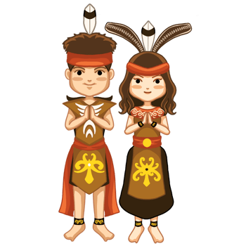 cute characters wearing clothes from Central Kalimantan png