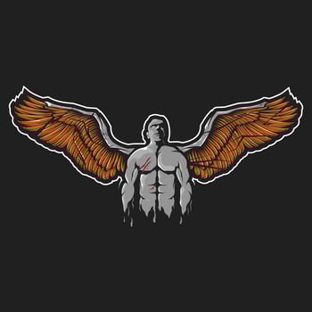 A winged man standing alone illustration logo design vector