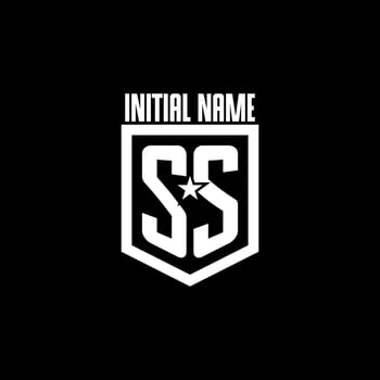 SS initial gaming logo with shield and star style design vector