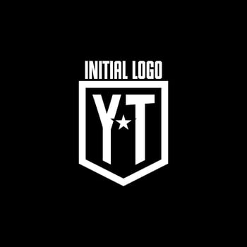 YT initial gaming logo with shield and star style design vector