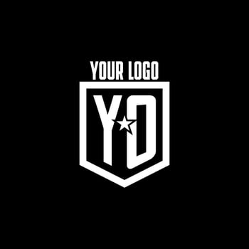 YO initial gaming logo with shield and star style design vector