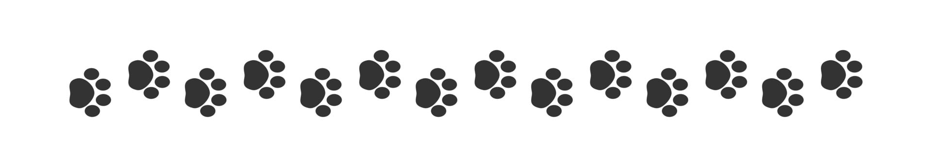Paw print track border separator silhouette clipart vector
