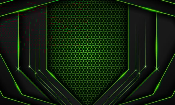 Abstract dark green Futuristic Gaming Background with hexagon pattern,dark green geometric background  for banner or Offline stream,gaming background template vector