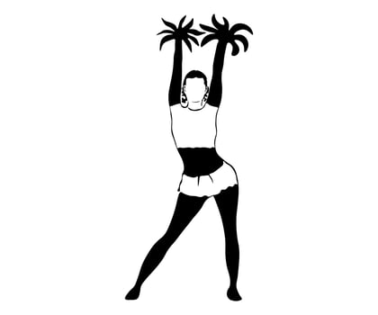 black and white cheerleader girl logo vector
