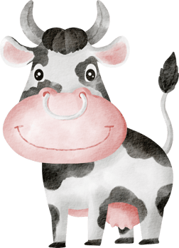 watercolor cow cute clip art png
