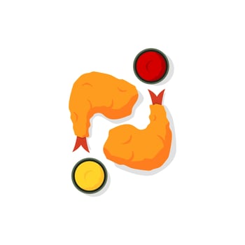 illustration of a tempura or fried shrimp. japanese food. asian cuisine. vector