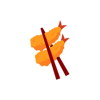 illustration of a tempura or fried shrimp. japanese food. asian cuisine. vector