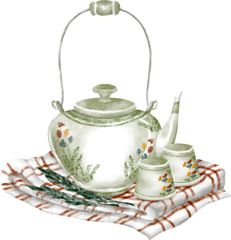 watercolor tea kettle clip art png