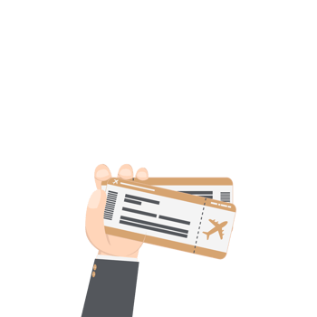 hand holding airplane ticket and passport png