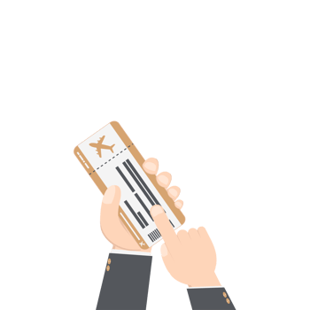 business man hand holding airplane ticket and passport png