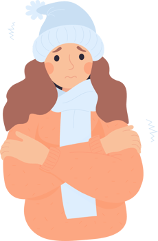 Unhappy girl freezing png