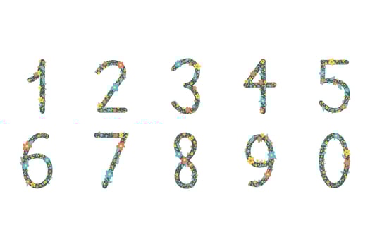Pastel cute flower on decoration on number for decorating or printing vector