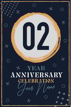 02 years anniversary invitation card. celebration template  modern design elements  dark blue background - vector illustration