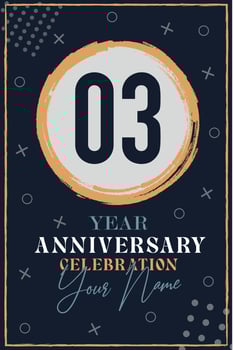 03 years anniversary invitation card. celebration template  modern design elements  dark blue background - vector illustration