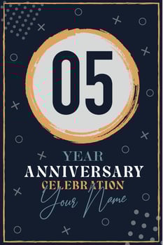 05 years anniversary invitation card. celebration template  modern design elements  dark blue background - vector illustration