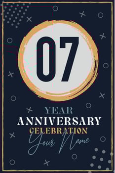07 years anniversary invitation card. celebration template  modern design elements  dark blue background - vector illustration