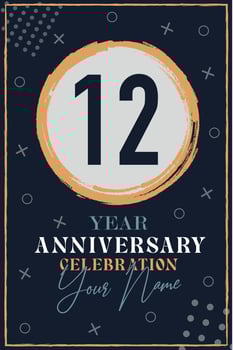 12 years anniversary invitation card. celebration template  modern design elements  dark blue background - vector illustration