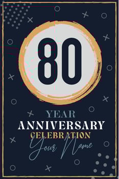 80 years anniversary invitation card. celebration template  modern design elements  dark blue background - vector illustration
