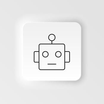 Smart, robot icon - Vector. Artificial intelligence neumorphic style vector icon on white background