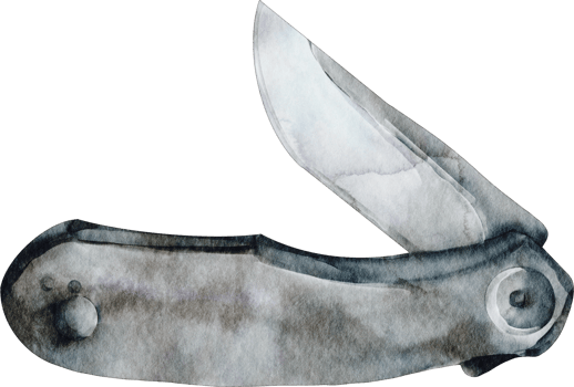 watercolor camping pocket knife png