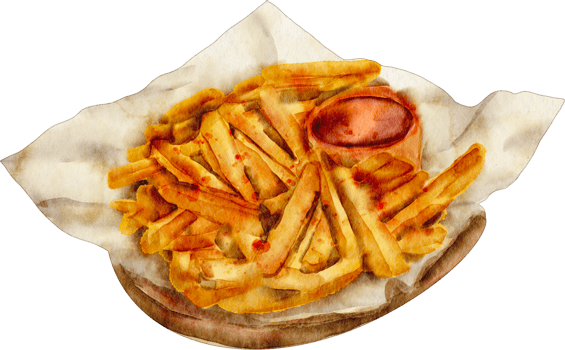 watercolor french fries png